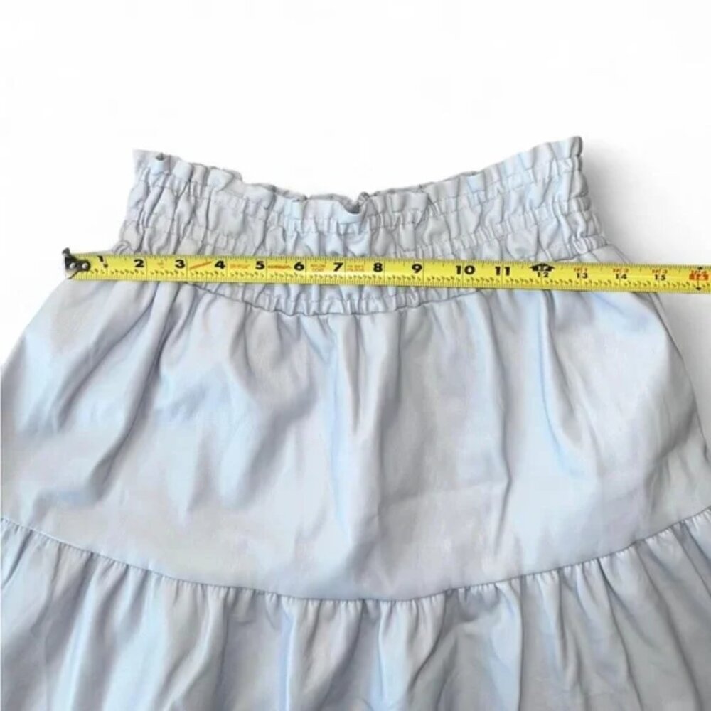Anthropologie Somerset Faux Leather Mini Skirt Blue XS NWOT Tiered Elastic Waist - Picture 5 of 10